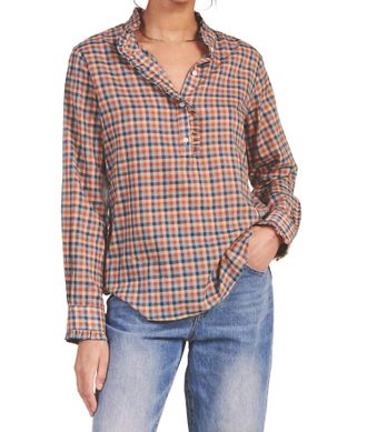 Trovata Breezy Blouse In Bonita Plaid