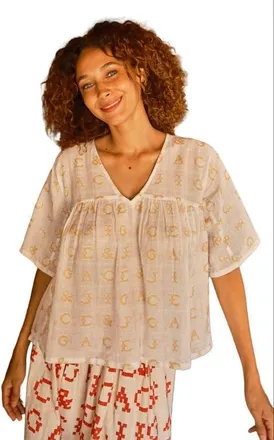 Ace & Jig Maura Reversible V-Neck Top in Initial at Nordstrom, Size X-Large