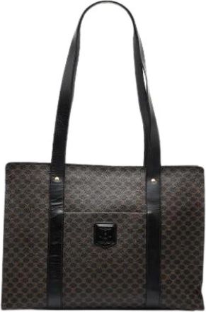 Celine Pre-owned Coated Canvas Tote - Dames - Vintage Shopper - Bruin - ONE Size - Leer - Vintage