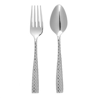 Fortessa Lucca Faceted Serving - Set Of 2 In Silver
