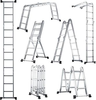 Costway Costway Escalera Plegable Y Extensible Escalera Resistente Con Estructura En Al&uacute;mina Ligera