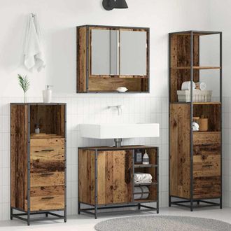 vidaXL Vidaxl Set Di Mobili Per Il Bagno 4 Pz Legno Vecchio 65 X 33 X 60
