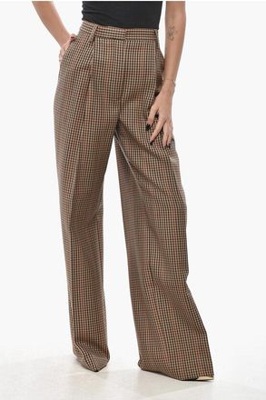 Dries Van Noten Check Patterned Wool Palazzo Pants size 40