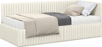 vidaXL Estructura De Cama Esquina Con Colch&oacute;n 2 Uds. Crema 90 X 190 Cm Vidaxl