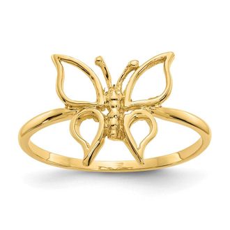 Diamond2Deal 14k Yellow Gold Polished Butterfly Ring
