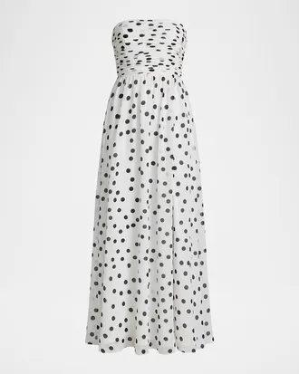 Mac Duggal Strapless Polka Dot A-Line Gown