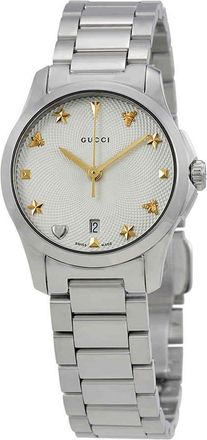 Gucci G-Timeless Silver Dial Stainless Steel Ladies Watch YA126572