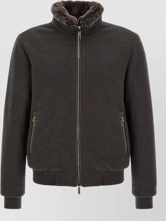 Moorer wool cashmere quilted bomber jacket