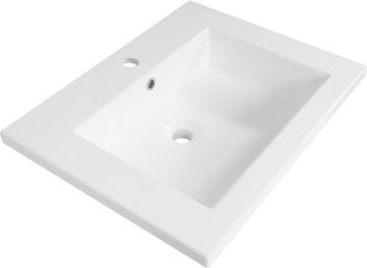 Marcel Breuer Solar Slim wastafel 60x46x2.5cm - 1 wasbak - 1 kraangat - mineraalmarmer - zijdeglans wit