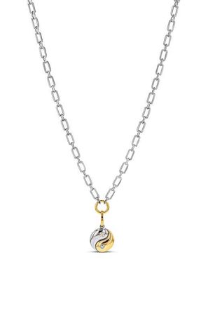 Sheryl Lowe Two Tone Diamond Bezel Yin Yang Pendant Necklace in Silver /Gold at Nordstrom, Size 28