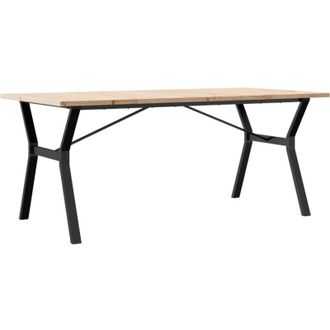 vidaXL Vidaxl - Mesa De Comedor Marco Y Madera Maciza Pino Acero 180x90x75,5 Cm