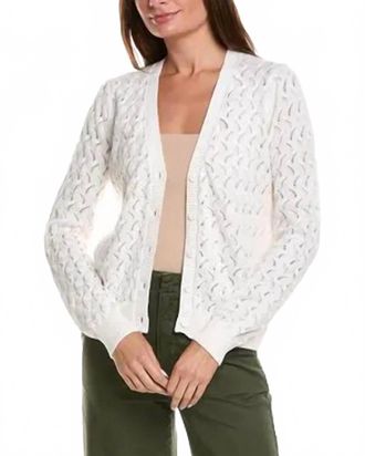 Minnie Rose Pointelle Cotton Cashmere Cardigan In White