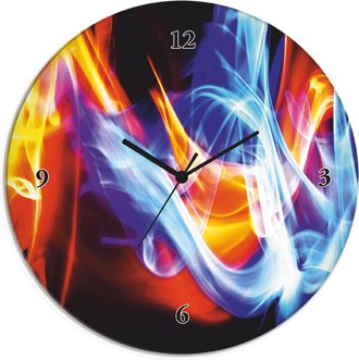 Artland Wanduhr »Glasuhr rund Feuer und Eis« wahlweise mit Quarz- oder Funkuhrwerk, lautlos ohne Tickgeräusche