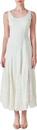 endless rose Lace Inset Satin Dress in Ivory at Nordstrom, Size X-Small