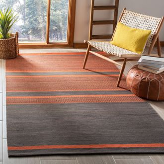 Safavieh Kilim Hand Made Area Rug, Dark Grey / Orange Contemporary Style Non-Shedding