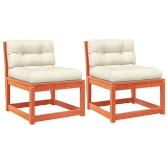 Berkfield Home Garden Sofas with Cushions 2pcs Wax Brown Solid Wood Pine