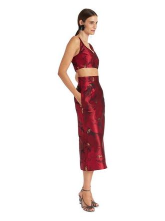 La DoubleJ Baia Crop Top Jacquard Ruby Red at Nordstrom, Size X-Large