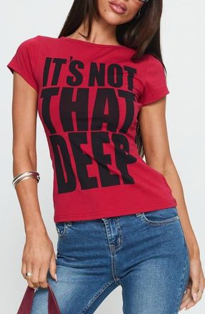 Princess Polly Its Not That Deep Graphic Baby Tee in Red at Nordstrom, Size 8