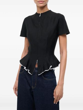 Staud Maelle top met ruches en rits - Zwart