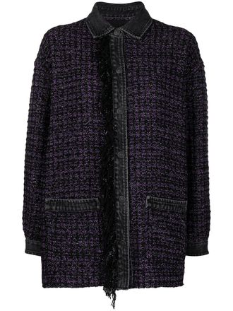 Diesel Giacca boucl&eacute; con bordo denim - Viola