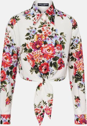 Dolce & Gabbana Floral cropped cotton shirt
