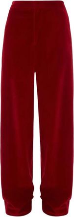 J.W.Anderson Rode fluwelen broek met satijnen strepen - Dames - Straight fit broeken - Rood - XS - Satijn - Broeken