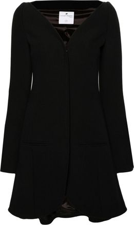 Courr&egrave;ges Ellipse Heritage crepe coat - women - Polyamide/Elastane/Viscose/Wool/Cupro - 36 - Black