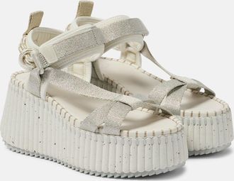 Chlo&eacute; Nama metallic wedge sandals