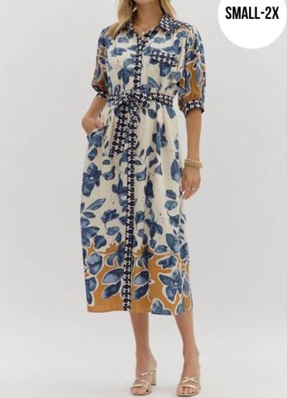 Entro Botanical Midi Dress In Multi