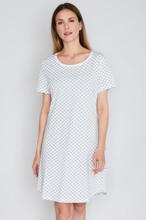 Joop Nachthemd JOOP Cosy, Damen, Gr. 38, N-Gr, weiss (sanftes wei&szlig; aop), Obermaterial: 95% Baumwolle, 5% Elasthan, gemustert, comfort fit wadenlang, Rundha