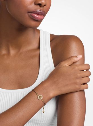 Michael Kors Pav&eacute; Gold-Tone Logo Corded Bracelet