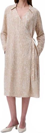 Calvin Klein Printed Wrap Dress In Peyote Multi