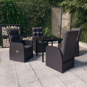 vidaXL Juego De Comedor De Jard&iacute;n 5 Piezas Con Cojines Negro Vidaxl