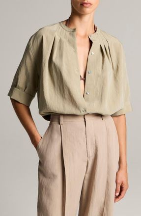 Vince Pleated Top in Salted Moss at Nordstrom, Size Medium