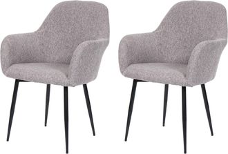 Hhg Hhg - Nunca Usado] Juego De 2 Sillas De Comedor 240, Silla De Cocina, Dise&ntilde;o Retro, Tela/textil Gris, Patas Negras