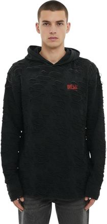 Diesel Black Distressed Logo Hoodie