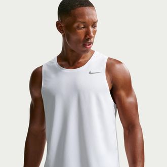 Nike Mens Miler Dri-FIT Running Tank Top in White | DV9321-100