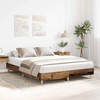 Berkfield Home Durable Bed Frame No Mattress Old Wood 150x200 cm King Size Engin in Brown