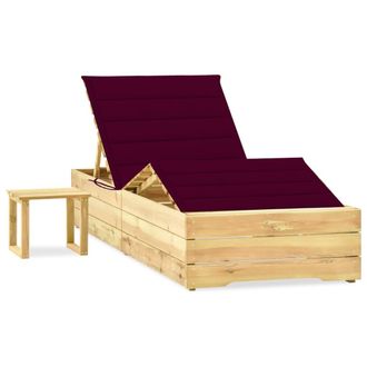 vidaXL Tumbona De Jard&iacute;n Con Mesa Y Coj&iacute;n De Madera De Pino Impregnada Vidaxl