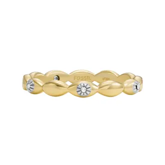 Fossil Womens Sutton Evil Eye Gold-Tone Stainless Steel Band Ring