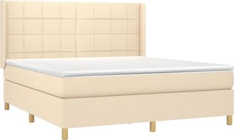 vidaXL Vidaxl - Cama Box Spring Con Colch&oacute;n Tela Color Crema 160x200 Cm