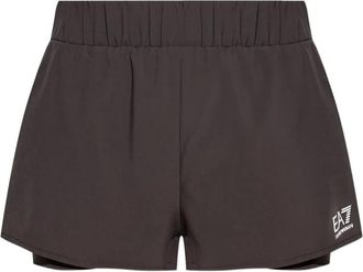 Emporio Armani logo-print shorts - women - Elastane/Polyester - L - Brown