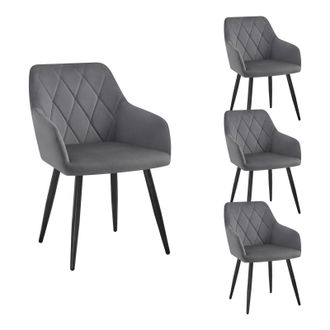 Woltu Woltu Sillas De Comedor Silla Reposabrazos Silla Tapizada Con Respaldos Sillas Nordicas Silla Para Comedor Sal&oacute;n Dormitorio Cocina Pasillo Gris Oscuro