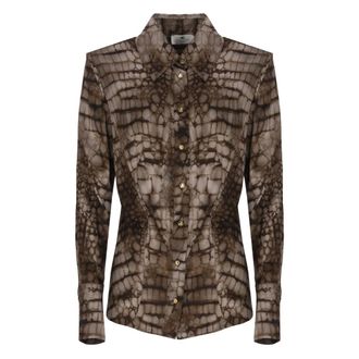 Elisabetta Franchi Shirts, female, Multicolor, Size: S Alligator Print Shirt