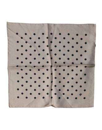 Dolce & Gabbana Brown Polka Dot Square Handkerchief Mens Scarf