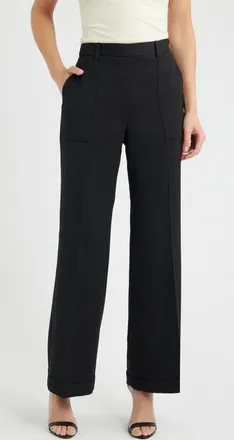 Elie Tahari The Adrianna Flare Pants in Noir at Nordstrom, Size 12