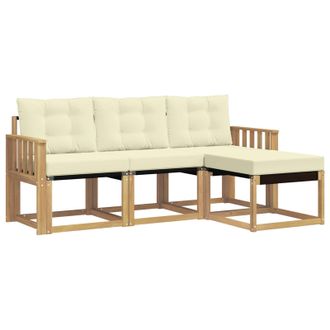 vidaXL Conjunto De Sof&aacute;s De Exterior Con Coj&iacute;n 4 Pcs Blanco Y Crema Vidaxl