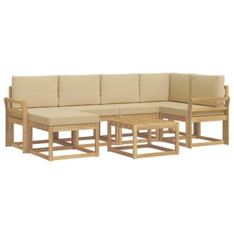 vidaXL Conjunto De Sof&aacute;s De Exterior Con Coj&iacute;n 7 Pcs Y Beige Vidaxl
