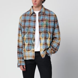 Amiri MA Quad Bleached Blue Cotton Flannel Shirt