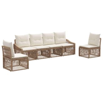 vidaXL Conjunto De Sof&aacute;s De Jard&iacute;n 6 Pcs Beige Rat&aacute;n Sint&eacute;tico Vidaxl